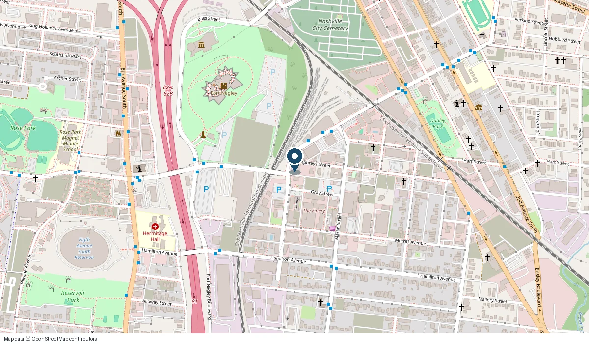 Map showing the location of Gabby's Burgers & Fries